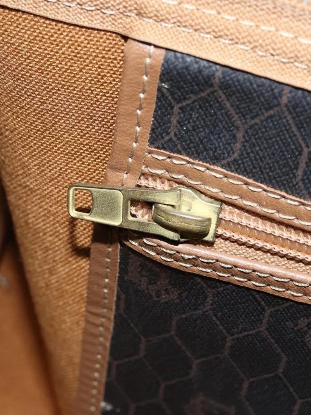 Christian Dior Honeycomb Canvas Hand Bag PVC Black Gold Auth 166851 - Picture 12 of 16